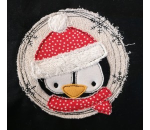 Stickdatei - Winterfreunde Doodle Appli Pinguin